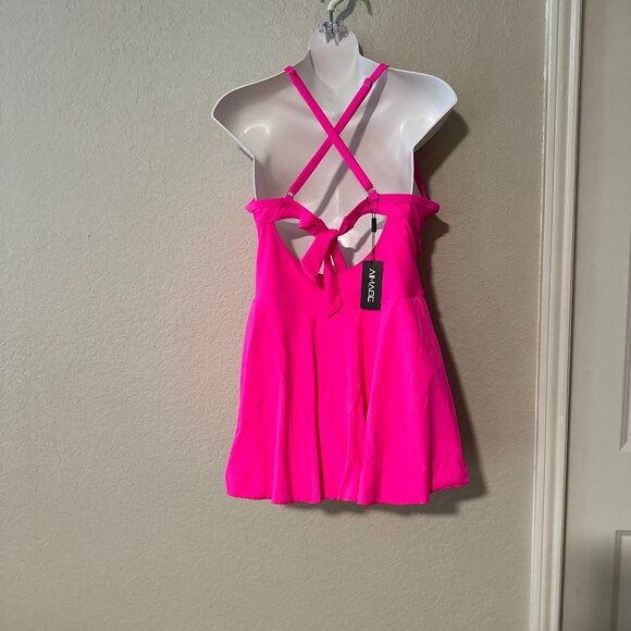 Aimage Hot Pink Skirted One Piece Bathing Swim Suit XXL NWT - Picture 2 of 4